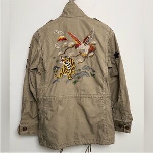 Ralph Lauren Khaki Jacket with Embroidery Tiger rare Military Jacket